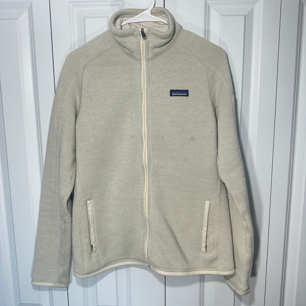 Patagonia Better Sweater Jacket Womens Medium Beige Full Zip Fleece Sherpa Lined